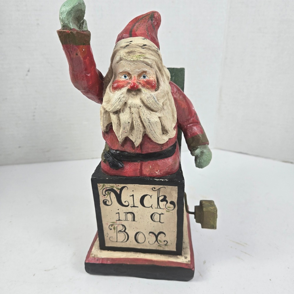 House of Hatten Nick in a Box Santa Papier Mache Figurine Red Vtg 1988 Christmas